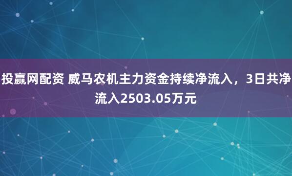 投赢网配资 威马农机主力资金持续净流入，3日共净流入2503.05万元